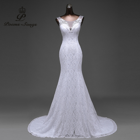 Hot sale free shipping Elegant beautiful lace flowers mermaid Wedding Dress 2022 vestidos de noiva robe de mariage bridal dress ► Photo 1/5