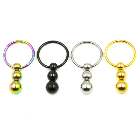 1Pc Plated Colorful Stainless Steel Triple Bead Captive Bead Ring Nose Hoop Ear Helix Tragus Cartilage Labret Lip Ring ► Photo 1/5