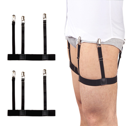 2 Pcs Men Shirt Stays Belt with Non-slip Locking Clips Keep Shirt Tucked Leg Thigh Suspender Garters Strap LL@17 ► Photo 1/6
