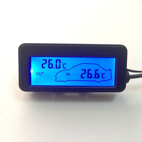 Color LCD Car Digital Thermometer Mini 12V Vehicles Termometro Monitor Car Interior Exterior Temperature Meter 1.5M Cable Sensor ► Photo 1/6