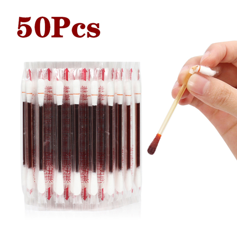 50PCS/Lot Medical Alcohol Disposable Emergency Cotton Stick Iodine Disinfected Swab First Aid for Children Adults Baby ► Photo 1/6