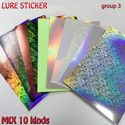 MIX 10 kinds 10paper group  lure stickers  fish scale skin  size:10cm*15cm  papers:10pcs/lot MIX ► Photo 1/6