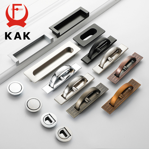 KAK Tatami Hidden Door Handles Zinc Alloy Recessed Flush Pull Cover Floor Cabinet Handle Black Bronze Furniture Handle Hardware ► Photo 1/6