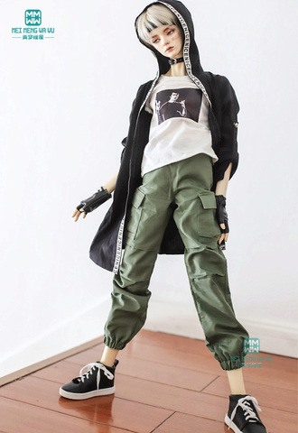 BJD doll clothes fits bjd uncle fashion t-shirt plaid shirt coat Black letter windbreaker coat ► Photo 1/6