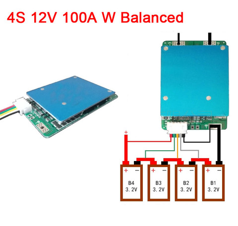 4S 12V 100A High Current Lifepo4 lithium BMS battery protection board W balanced CELL 12.8V balance FOR Car start Inverter ► Photo 1/3