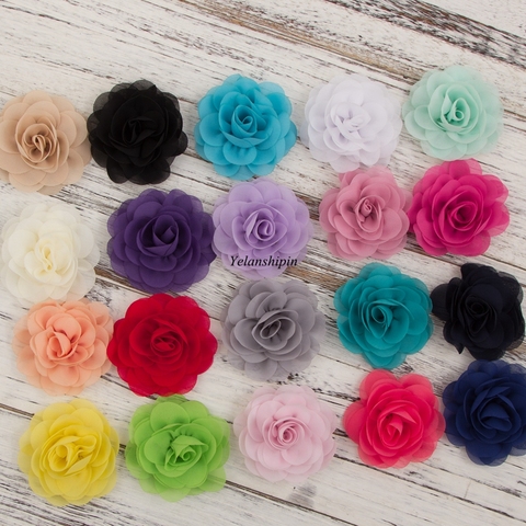 1PC 20 colors 8.5 cm Soft Chiffon Petals Poppy Hair Flowers Clips For Headband Rose Fabric Flowers For Craft Hair Accessories ► Photo 1/6