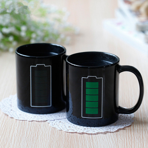 Battery Magic Mug Positive Energy Color Changing Cup Ceramic Discoloration Coffee Tea Milk Mugs Novelty Gifts ► Photo 1/4