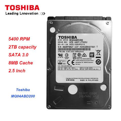 Original Toshiba MQ04ABD200 2TB Hard Drive Disk SATA 5400RPM 16MB Cache 7mm Thinness  2.5