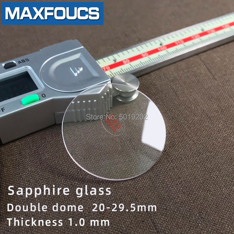 Watch glass Sapphire Double dome Anti-scratch Thick 1.0mm Diameter  20 mm ~ 29.5 mm Crystal Transparent  1 piece ► Photo 1/6