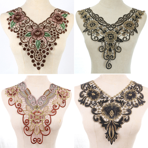 1pcs  Colorful Embroidered Lace Collar Organza Neckline Collar Venise Applique Embroidery Patches Sewing Accessories ► Photo 1/6