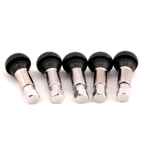 5pcs  TR413C Tire Valve Stems tyre snap-in Short Black Rubber  in chrome sleeve & cap ► Photo 1/1