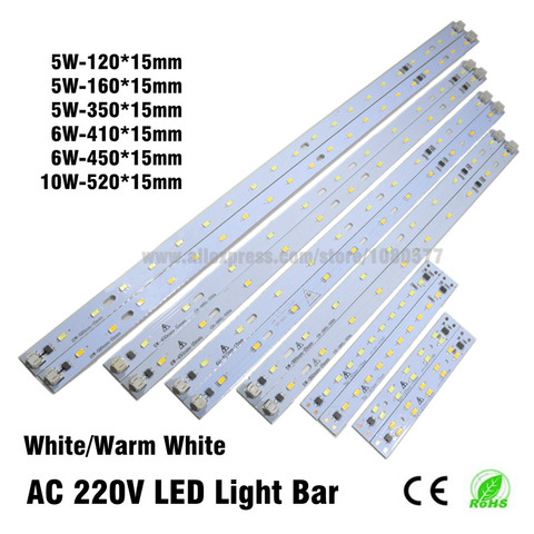 10pcs AC 220v High Brightness LED Light Bar Strip Driverless for T5 T8 Tube, 5w 6w 8w 10w 180-260v SMD 5730 led pcb Light Source ► Photo 1/6