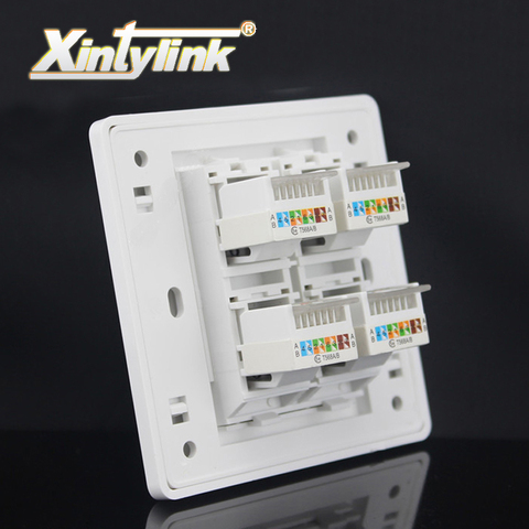 xintylink rj45 Socket jack modular 4 Port cat5e cat6 Keystone white pc Wall Face plate Faceplate toolless wall socket panel 86mm ► Photo 1/5