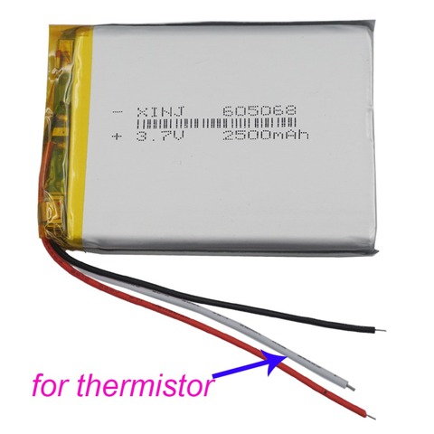 XINJ 3.7V 2500 mAh 3wires for thermistor Lithium Polymer Li-Po Battery 605068 For Camera E-book PDA MID ipod Portable Tablet PC ► Photo 1/3