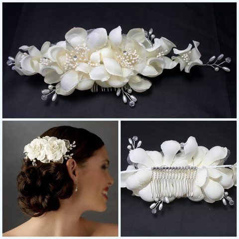 handmade yarn hair comb European style handmade comb style hair flower soft tiara for bride wedding hair accessories ► Photo 1/3