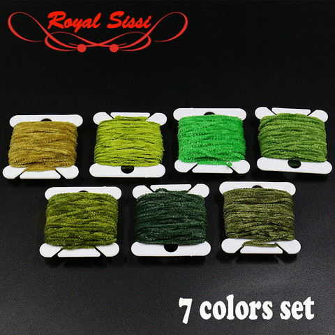 7cards fly tying micro Chenille yarn 7greenish colors set Rayon Chenille fly tying materials Worms Leech Streamer fly tying yarn ► Photo 1/6