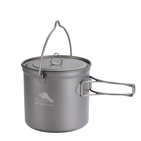 TOAKS Outdoor Hang Pot Camping Hiking Ti Titanium Cookware Picnic Hang Pot Ultralight  Pot 1100ml Pot-1100-BH ► Photo 1/6