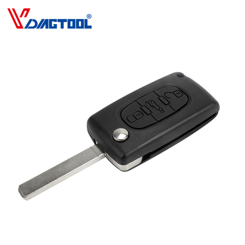 VDIAGTOOL 3 Buttons Remote Key Shell With Trunk Button For Peugeot Car Key Case No Battery Place Without Groove Blade(CE0523) ► Photo 1/5