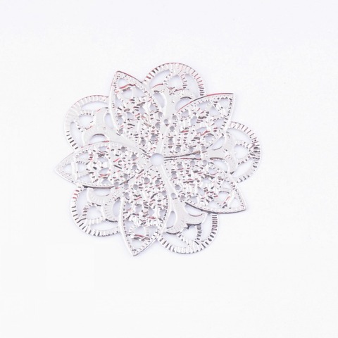 Free shipping Retail 5Pcs Filigree Connectors Flower Silver Tone Hollow Gift Decoration DIY Findings 4.5X4.5cm F0440 ► Photo 1/1