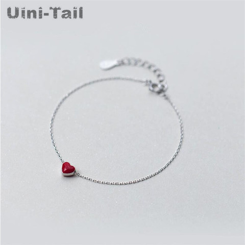 Uini-Tail classic hot 925 sterling silver red heart-shaped bracelet Korean fashion trend sweet sexy high-quality jewelry GN028 ► Photo 1/4
