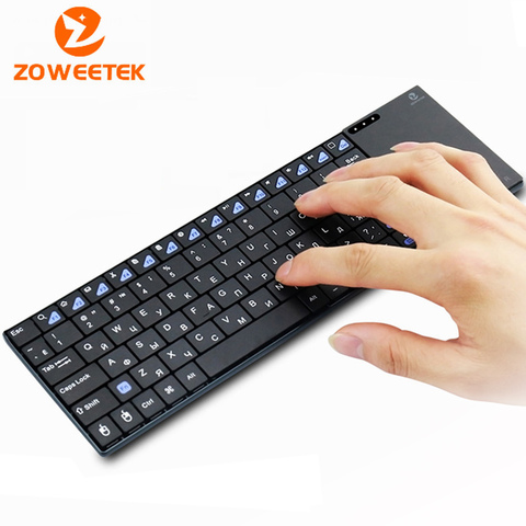 Genuine Zoweetek i12plus Russian Spanish French 2.4G RF wireless keyboard with touchpad mouse for PC Tablet Android TV Box IPTV ► Photo 1/6