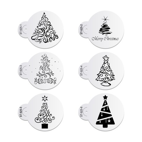 6pcs/set Christmas Tree Cake Lace Stencils Wedding Party Cookie Mould Cupcake Decoration Template Cake Tool ► Photo 1/6