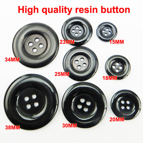 15-38MM Black/white High  RESIN buttons 4 holes coat kids sewing clothes accessory round SHIRT button R-038K ► Photo 1/2
