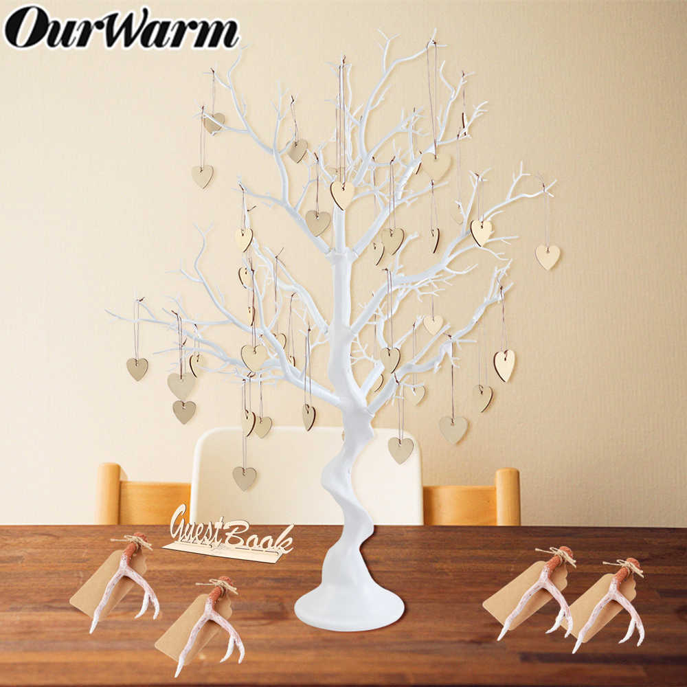 Wedding Signature Wish Tree Wooden Hearts Pendant Drop Ornaments Party Decor 