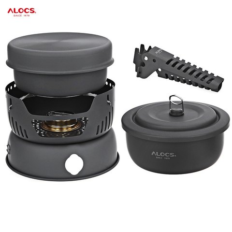 ALOCS C05 2-4 Person Outdoor Cookware Camping Alcohol Stove Cook Set for Camping Hiking Picnic Stove with Gripper Pot ► Photo 1/6