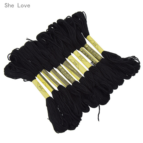 Chzimade 12pcs Black Anchor Cross Stitch Cotton Crochet Embroidery Thread Floss Skein 8m ► Photo 1/5