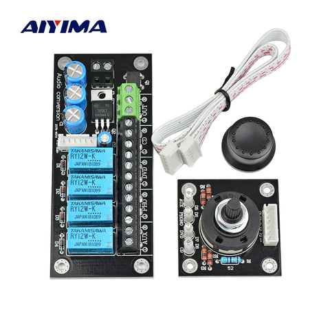 AIYIMA Audio Switch Input Selection Board RCA Lotus Seat Stereo 4 Way Relay Adjustable Audio Signal Board Amplifier DIY AC12-15V ► Photo 1/6