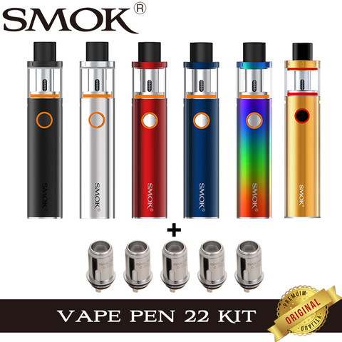 Smok Vape Pen 22 Kit with Built-in 1650mah Battery Vape Pen 22 Tank 0.3ohm Dual Core with LED E Electronic Cigarette Vaporizer ► Photo 1/6
