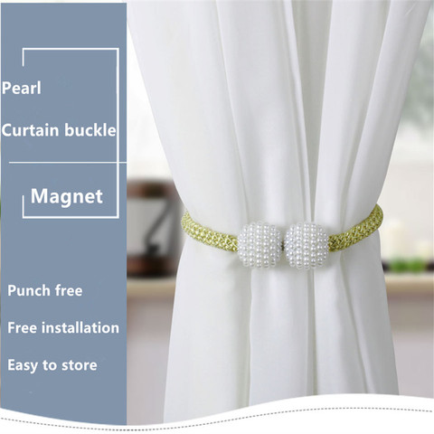 2Pcs Pearl Curtain Buckle Magnetic Clip Curtain Bracket Strap Buckle Decorative Pendant Curtain Tie Rope  Furniture Decoration ► Photo 1/6