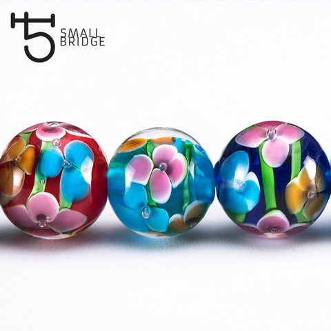 12mm Murano Transparent Round Lampwork Beads Women Necklace Jewelry Making Transparent Diy Flower Beads Wholesale L202 ► Photo 1/6