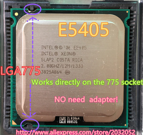lntel Xeon E5405 2.0GHz/12M/1333Mhz/CPU equal to LGA775 Core 2 Quad Q8200 CPU,(works on LGA775 mainboard  Free) ► Photo 1/1