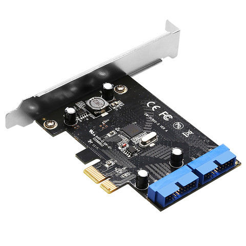 Super Speed PCI Express to Dual 20 Pin USB 3.0 Controller Card PCI-E X1 to 2 Ports USB 3.0 Header With Low Profile Bracket ► Photo 1/6
