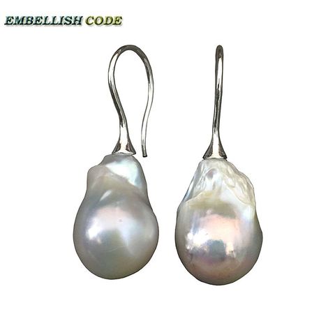 baroque style pearl hook earrings white pink purple grey black color flame ball tissue nucleated freshwater pearl ► Photo 1/6