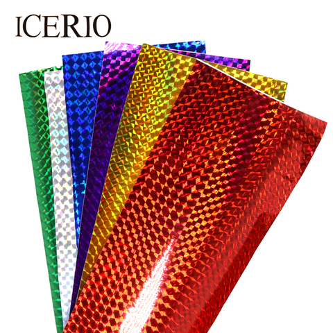 ICERIO 6PCS 10*20cm Holographic Adhesive Film Flash Tape for Lure Making Fly Tying Materail Metal Hard Baits Flies Color Sticker ► Photo 1/3
