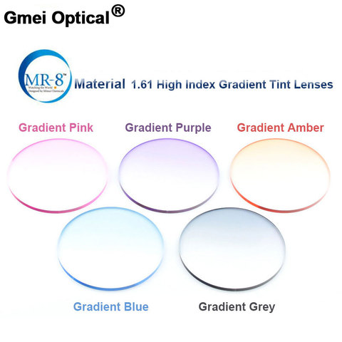 Radiation Protection 1.61 High Index MR-8 Super-Tough Gradient Tint HMC EMI Anti UV Optical Lens For Trimming Rimless Sunglasses ► Photo 1/3