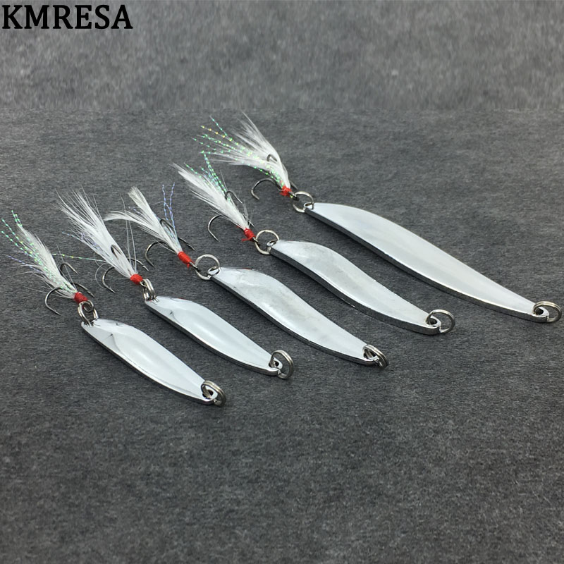 1 pieces metal spinner spoon lure peach 5g 7g 10g 13g gold silver