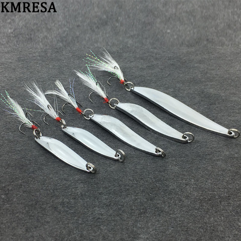 1 pieces metal spinner spoon lure peach 5g 7g 10g 13g gold silver rotary hard bait for trout pike fishing feather triple hook ► Photo 1/6