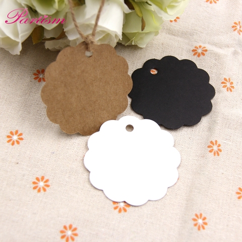 50PCS Round Laciness Paper Tags  Kraft Paper Card  Tags Labels DIY Scrapbooking  Crafts Hang Tags Christmas/Wedding Party Favors ► Photo 1/6