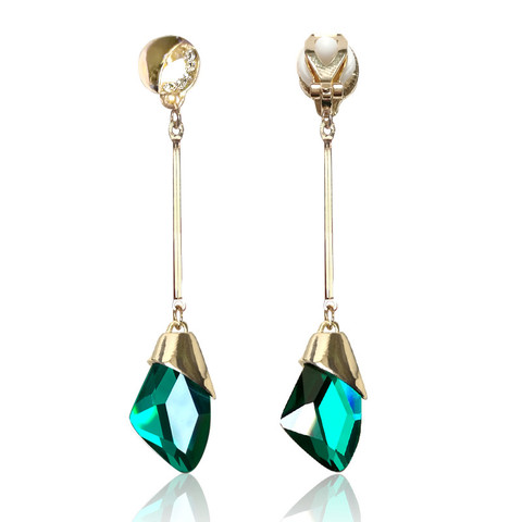 Long Tassel Rhinestone Earrings Crystal Water Drop Ear Clip on Earrings Without Piercing for Women Wedding Clip Earrings ► Photo 1/6