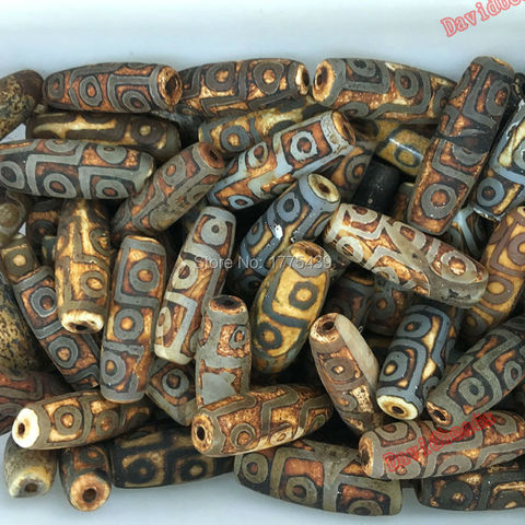 Free Shipping 12mmx41mm Prayer Mala black Tibetan Mystical Agat Dzi 9 Eyes Beads 1pcs/lot ► Photo 1/4