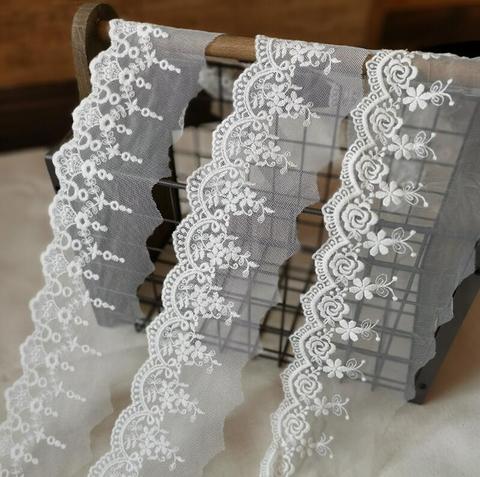 3 Meters Off White Lace Trims Applique Costume Lace Trimmings Ribbon Home Textiles Sew on 8cm Width ► Photo 1/6