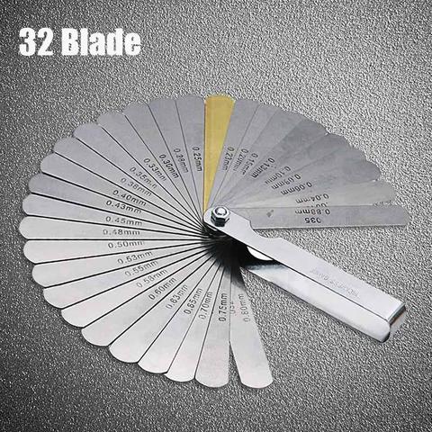 ZHUANGQIAO 32 Blades Feeler Gauge Metric Gap Filler 0.04-0.88mm Thickness Gage Tool For Motorcycle valve Measurement ► Photo 1/5