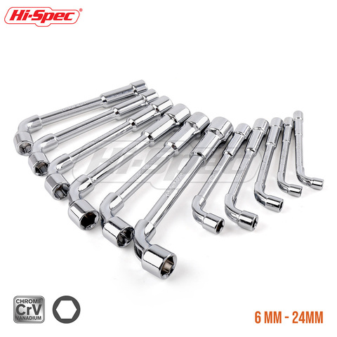 Hi-Spec 6-24mm Double End Spanner Chromium-vanadium Steel Mirror Socket Wrenches L Shaped Tubular Angled Wrench Hand Tool SO014 ► Photo 1/6