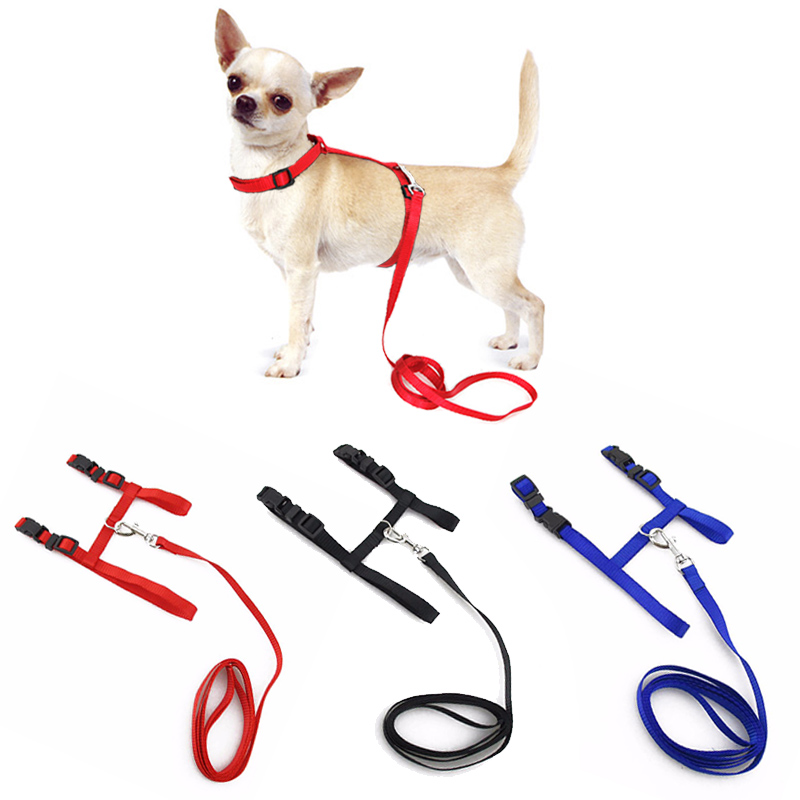 Small Dog Pet Puppy Cat Adjustable Nylon Harness with Lead leash 3 Colors New 