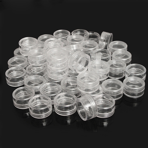 50Pcs 2.5ML  Clear Plastic Jewelry Bead Storage Box Small Round Container Jars  Make Up Organizer Boxes ► Photo 1/4