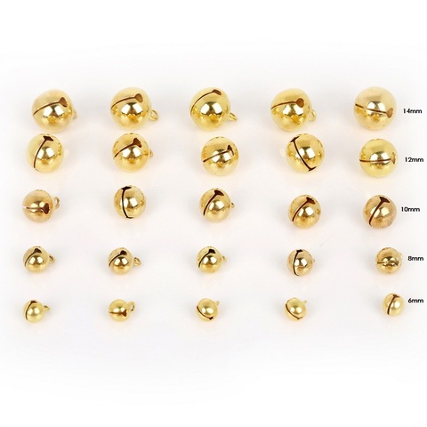 20-100Pcs 6mm/8mm/10mm/12mm/14mm Gold Copper Loose Beads Small Jingle Bells Merry Xmas Christmas Tree Decoration Ornament Home ► Photo 1/6
